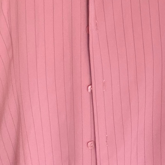 LONG SLEEVE BUTTON UP PINK STRIPED DRAPED SHIRT BLOUSE y2k 2000s - Picture 5 of 5